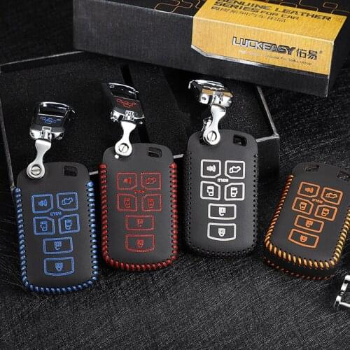 6 buttons car key case cover for toyota sienna S94 2012 2014 2016 tacoma remote Fob car key chain holder genuine leather