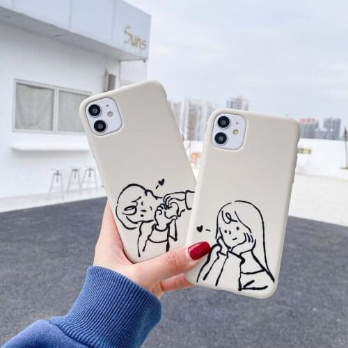 Lovley Couple Girl Boy Phone Cases for iPhone 11 12 Pro Max Mini XR XS Max X Se 2020 6 6s 7 8 Plus Anti Knock Back Cover Case