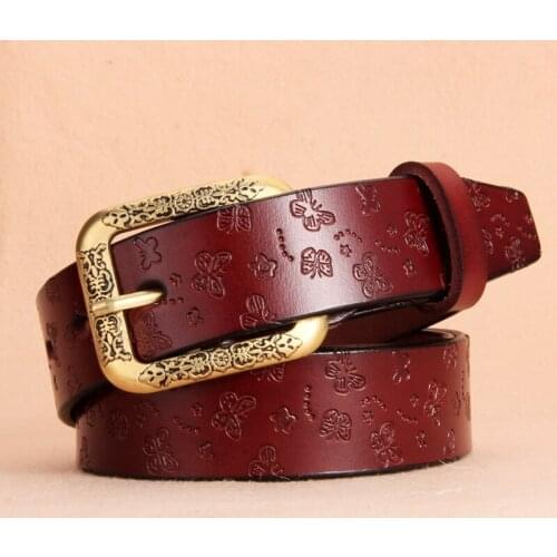 CKobj Female New Classic Retro Fashion Wild Retro Belt Light Body Paint Round Buckle Belt Simple Round Pin Buckle