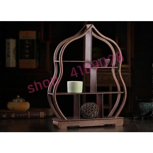 Solid wood chicken wing wood, gourd shaped (large size) curio shelves, ornament pendulum rack