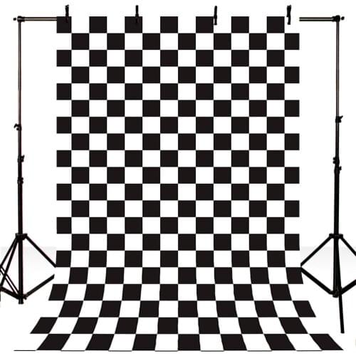 Newborn Photography Backdrops Vintage Checkerboard Photo Background for Photo Studio Black and White Square Lattice Backdrop