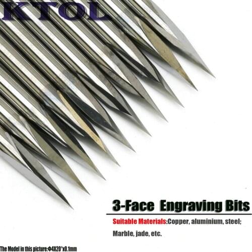 20 Angle 4*0.1mm tip- Sharp Three Edge CNC Router Carving Tool, Engraving Bits, 10pcs Carbide Cutting Machine Tools Free Ship