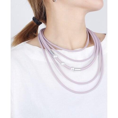 JID New Bohomia Purple Choker Multi Layered Rubber Necklace Women Fashion Collar Jewelry On The Neck Retro Mom Pearl Necklace