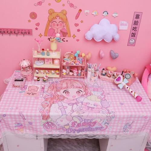 Girly heart sweet and cute tablecloth computer tablecloth dressing table tablecloth student dormitory background ins wind