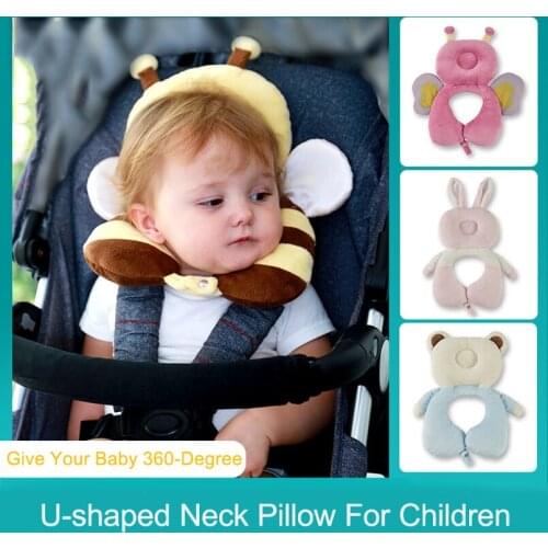 Cartoon animals Cute Baby Travel Pillow Baby Toys 0-12 Months Soft Breathable Baby Anti-collision Protection U-shaped Pillow