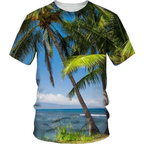 3D Coconut Tree Print T-shirt Men 2021 Summer New O Neck Short Sleeve Tees Tops 3D Style Male Clothes Casual Funny T-shirts