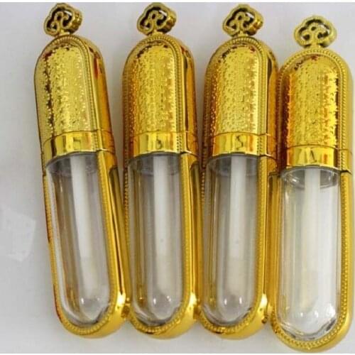 Wholesales 3ml Golden Plastic Crown Lip Gloss Empty Tube Cosmetic Lipgloss Stick Container Refillable Bottles 30/50pcs