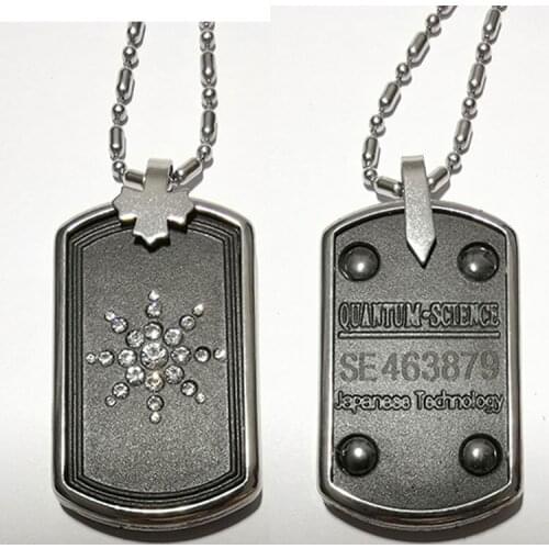 Power Scalar Power Energy Bio Science Negative Ions Pendant Necklace for Men Dog Tag Japanese Technology Volcanic Lava Jewels