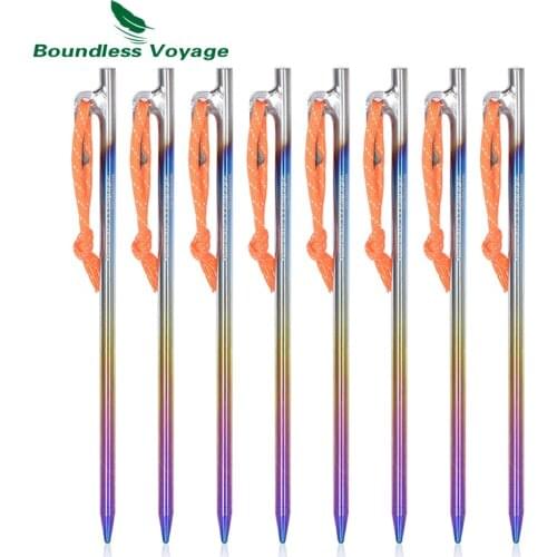 Boundless Voyage 20 24 30 35 40 CM Heavy Duty Titanium Alloy Camping Tent Stakes Peg for Outdoor Trip Hiking Gardening Ti1564C