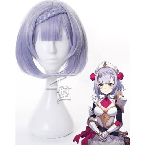 Genshin Impact Noelle Wig With Braid Cosplay Costume Heat Resistant Synthetic Short Hair Game Women Carnival Party Wigs