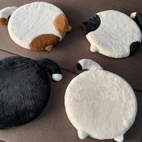 40x40cm round plush cat style seat cushion chair memory foam seat mat tatami seat pad anti slip