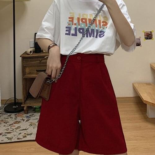 Plus Size Wide Leg Womens Bermuda Shorts High Waist Front Pleats Five-point Suit short Female 2021 Summer Girl Casual Outfit