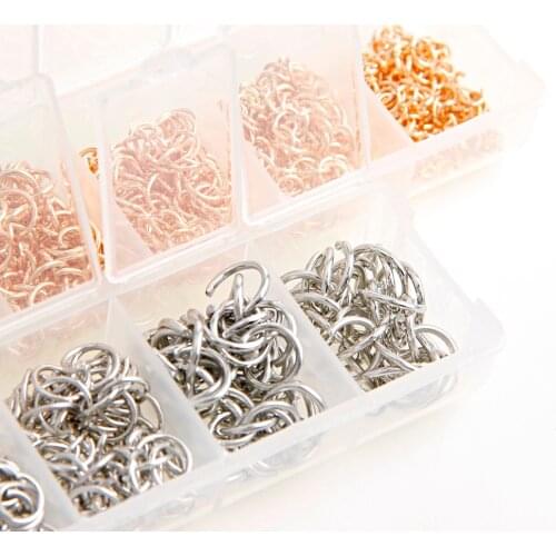 1 Box/1400pc Mix Size 4/5/6/7/8/9/10mm Open Jump Rings Single Loops Rose Gold/Silver Split Ring Connectors DIY Jewelry Making
