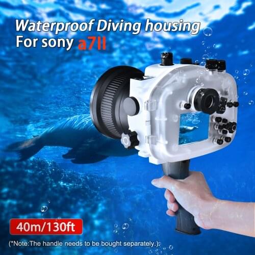 Seafrogs 40m/130ft Underwater Waterproof Housing Case For Sony A7 II A7R II A7S II Support 28-70mm lens w/ Fisheye w/ Handle