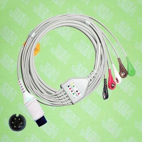 Compatible with 6pin BCI,CSI,GE,Nellcor,Nihon Kohden and HP ECG Machine the one-piece 5 lead cable and snap leadwire,IEC or AHA