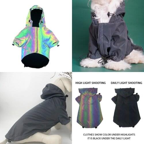 Dog Flashing Hoodie Coat Fashion Dog Pet Clothes Waterproof Reflective Clothing for Large Small Dogs Puppy Windbreaker Jacket