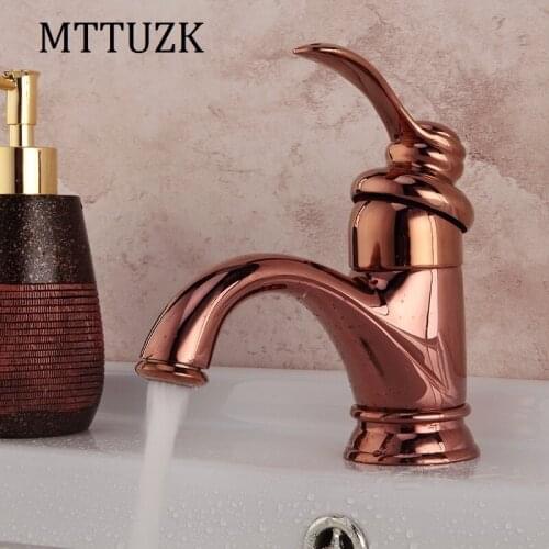 Vidric rose gold brass finishing basin faucets single hand hot and cold washbasin Mixer tap bathroom faucet torneira banheiro