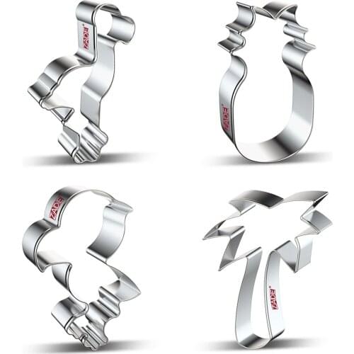 ZADE Summer Cake Cookie Cutter Flamingo Coconut Tree Pineapple Biscuit / Fondant / Pastry Cutter - Stainless Steel