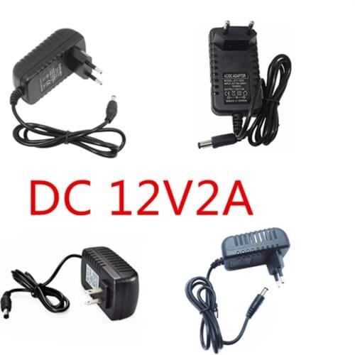 1PCS 24W EU US Plug Driver Adapter AC110V 220V to DC 12V 2A 5.5*2.1mm LED Power Supply For LED Strip Lights Transformer Adapter