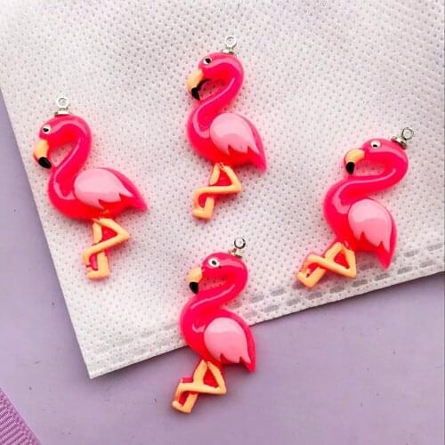 10pcs kawaii Flat back resin flamingos charms Jewelry fashion earring charms pendant for earring DIY decoration gift