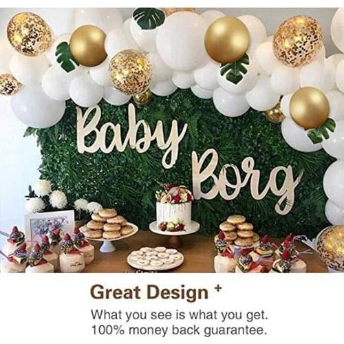 100pcs Birthday Party Wedding Decoration White Gold Confetti Latex Balloons Arch With Bonus Leaves Palm Leaf Toys For Children