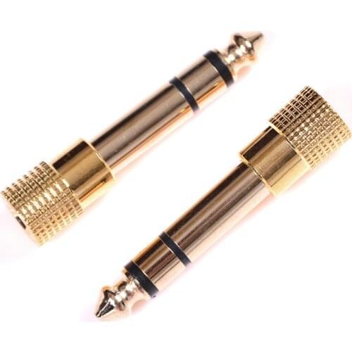 2Pcs Stereo Headphone Audio Adapter 6.5mm to 3.5mm Male to Female Jack Plus Converter Gold Music MP3 Car Speaker Converter