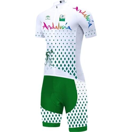 2021 Cycling Team Andalucia Jersey Skinsuit 20D Bike Shorts Set Ropa Ciclismo Mens Summer Bicycling Maillot Pants Wear
