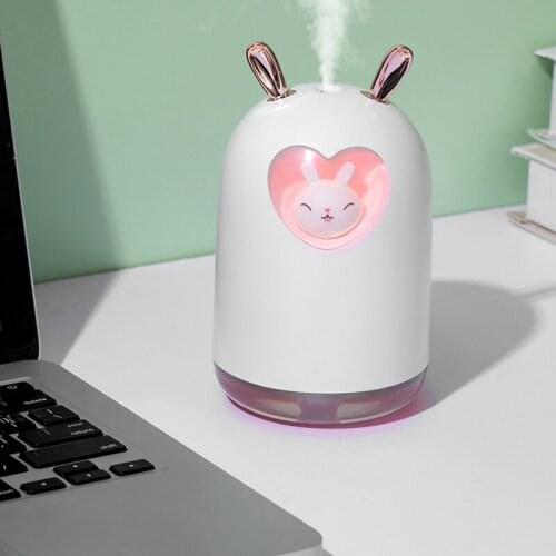 300ML Cute Rabbit air Humidifier Ultrasonic Cool Mist Aroma Oil Diffuser Romantic Colorful LED Lamp USB Humidificador Fogger