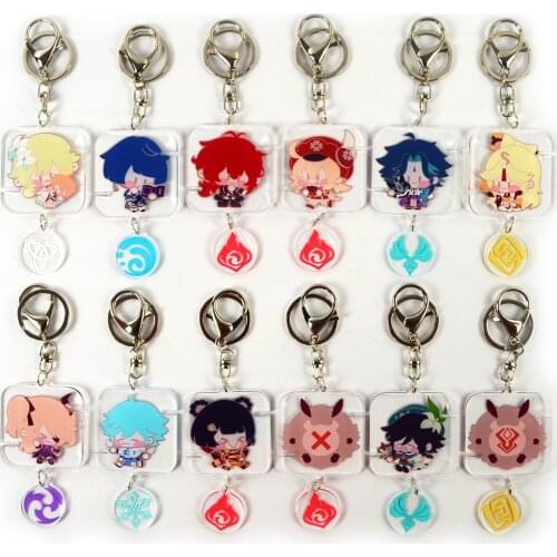 Anime Keychain Genshin Impact Venti Paimon Player Diluc Klee Man Key Chain For Womens Cute Bag Pendant Key Ring Gift