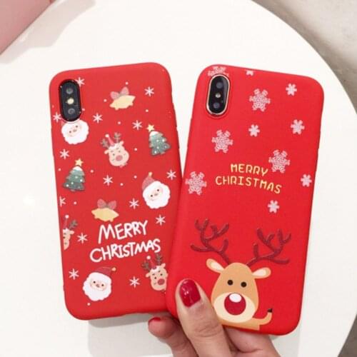 Cartoon Christmas Phone Case For iPhone 11 11Pro X XR XS Max 8 7 6 6s Plus Santa Claus Christmas Tree Elk Soft Case Back Cover