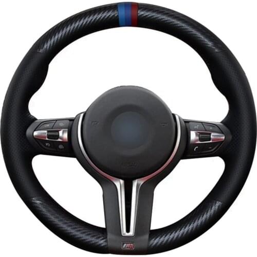 Car Steering Wheel Cover Carbon Fiber Leather Black Leather For BMW F87 M2 F80 M3 F82 M4 M5 F12 F13 M6 F85 X5 M F86 X6 M F33 F30