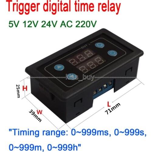 DC 5V 12V 24V 220V Trigger digital display time relay cylinder solenoid valve foot switch control LED for timing delaying cycle