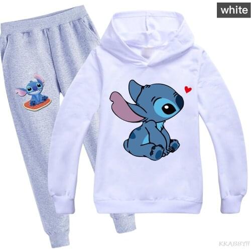 Disyen Stitch Spring and Autumn childrens sportswear boys and girls long sleeve suit Hoodie jacket + pants childrens suit