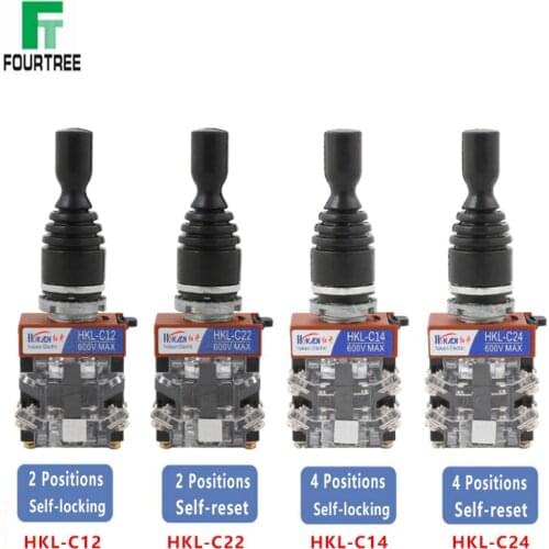 22mm Joystick Switch Monolever Rocker Cross Master Switch 2-Way 4-Way Self-reset Self-locking 2NO 4NO HKL-C12 C22 C14 C24