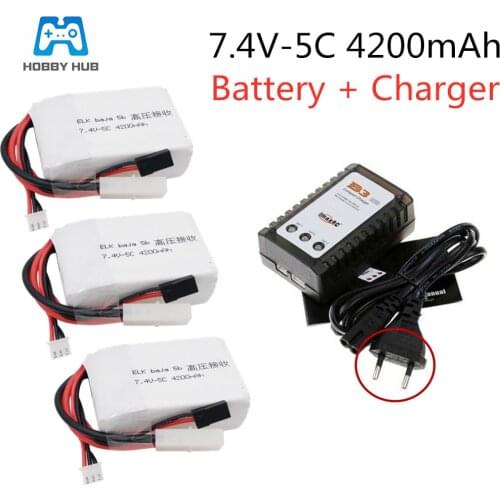 Hobby Hub 7.4v-5C 4200mAh 2S lipo battery For RC Car quadcopter Li-Polymer Battey ELK racing baja 5b High voltage reception