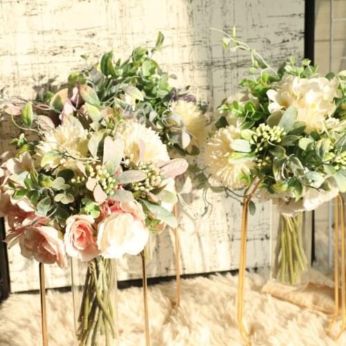 Artificial Camellia Peony Flowers Wedding Bride Holding Bouquet Simulation Silk Flower Home Party Living Garden Plant Decoration