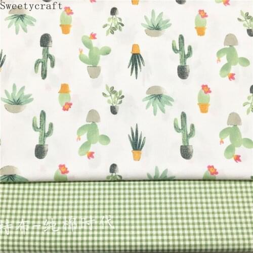 Cactus Plant Cotton Fabric Per Half Meter Children Dress Cloth 2021 for diy Sewing Skirt Material Hometextile Clothes 160x50cm
