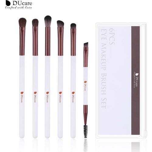 DUcare 6Pcs Eyeshadow Makeup Brushes Set Face & Eye Beauty Concealer Duo Angled Eyebrow Blending Brush Foundation Cosmetics Tool