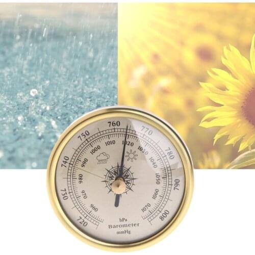 72mm Wall Hanging Barometer 1070hPa Gold Color Round Dial Air Weather Station 85DA