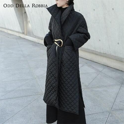 OddDellaRobbia 2021 Big Size Long Cotton-padded Coat Long Sleeve Loose Fit Women Parkas Fashion Tide New Spring Autumn 1271
