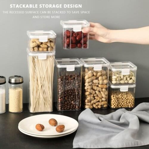4 Different Capacity Plastic Sealed Cans Kitchen Storage Box Transparent Food Canister Keep Fresh New Clear Container Kitchen