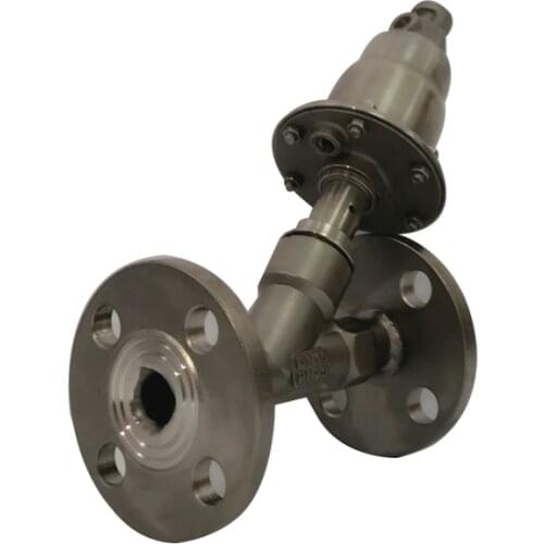 Pneumatic Inclined Flanged Hygienic Angle Seat Valve to Control Steam with Heat Sink