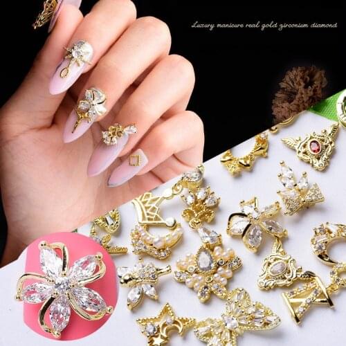 5pcs 3D Stars moon butterfly Pendant Zircon Nail art jewelry Japanese nails decorations zircon crystal Manicure diamond Charms