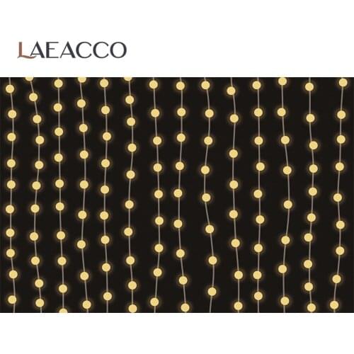 Laeacco Black Gold Dots String Of Pendant Stage Party Decor Wedding Love Baby Portrait Photo Background Photo Backdrop Photocall