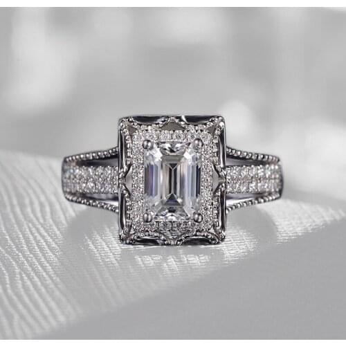 Hot Classic Luxury Square AAA Zircon Wedding Rings For Women Trendy Female Bride Jewelry Engagement Party Valentine Lovers Gifts