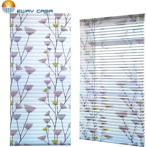 EWAY CASA Printed Shangri-la Blinds Switchable Triple Layer Sheer Shades Cust. Patterns For Living Bedroom and Bathroom NO_SB_PX