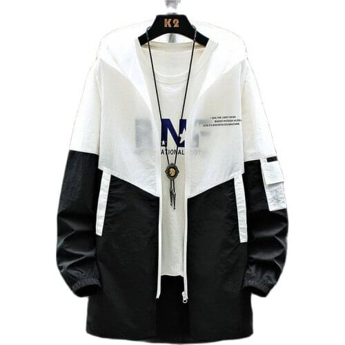 Mens 2021 Fashion Summer New Medium And Long Sunscreen Clothing Jacket, Youth Outdoor Leisure Trend Coat Hoodie M-3XL