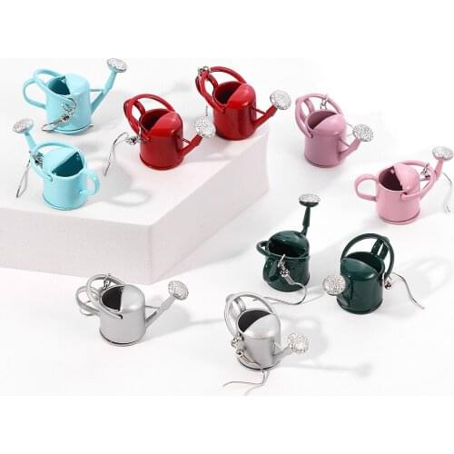 Watering can drop earrings creative new design colorful dangle earrings for women girl party jewelry accessories