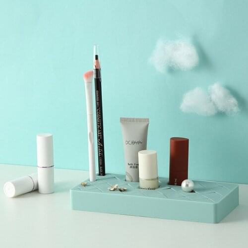 Silicone Lipstick Box Storage Organizer Table Cosmetics Rack Eyebrow Pen Makeup Organizer Box Tools Plastic Container