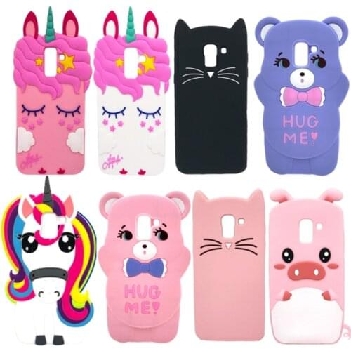 Silicone Case For Samsung Galaxy J4 J6 J8 2018 3D Cartoon Cat Bear Unicorn Soft Phone Cover For Samsung J4 Plus J6 Plus 2018